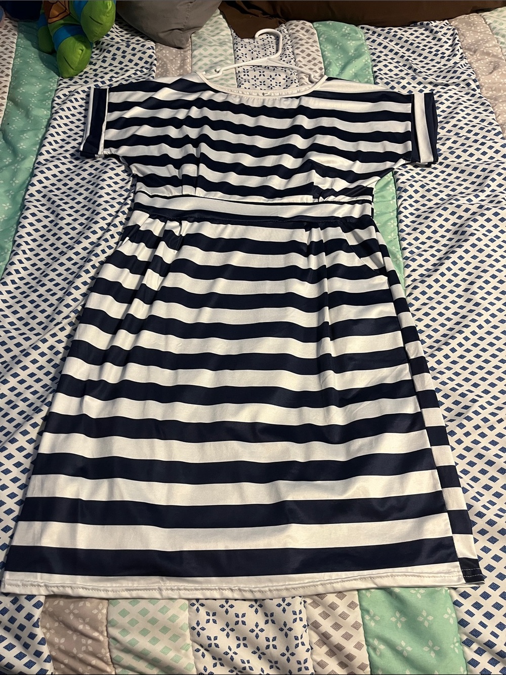 Navy and White Striped Casual Dress
